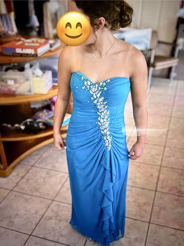 Teal deb evening gown - gown, with