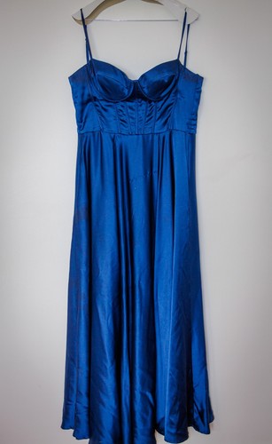 Navy satin debs - satin, dress