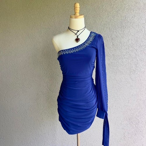 Y2k deb blue rhinestone mini - y2k,